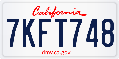 CA license plate 7KFT748