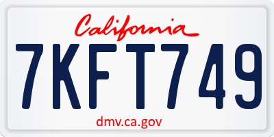CA license plate 7KFT749