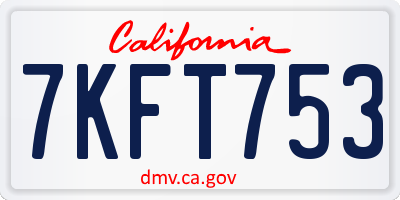 CA license plate 7KFT753