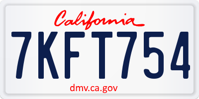 CA license plate 7KFT754