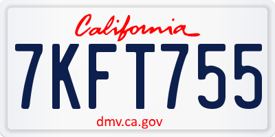 CA license plate 7KFT755