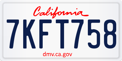 CA license plate 7KFT758