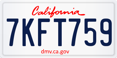 CA license plate 7KFT759