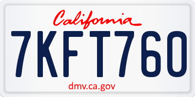CA license plate 7KFT760