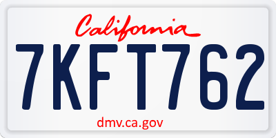 CA license plate 7KFT762