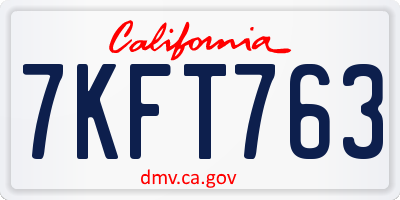 CA license plate 7KFT763