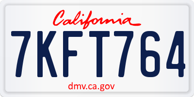 CA license plate 7KFT764