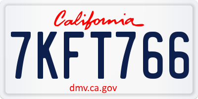 CA license plate 7KFT766