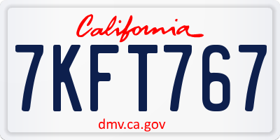 CA license plate 7KFT767