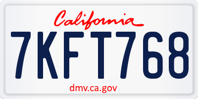 CA license plate 7KFT768