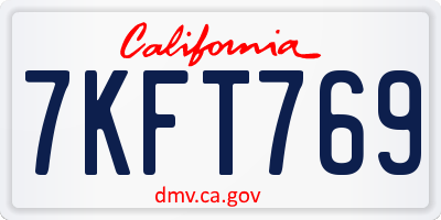 CA license plate 7KFT769