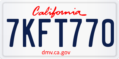 CA license plate 7KFT770