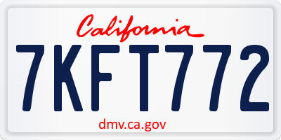 CA license plate 7KFT772