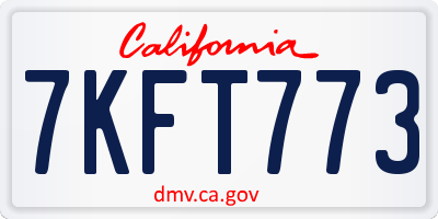 CA license plate 7KFT773