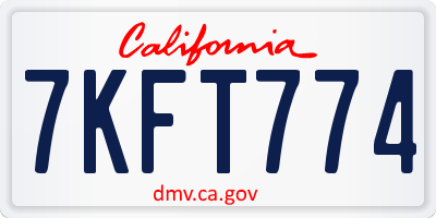CA license plate 7KFT774