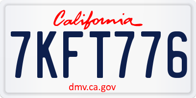 CA license plate 7KFT776