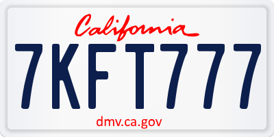 CA license plate 7KFT777
