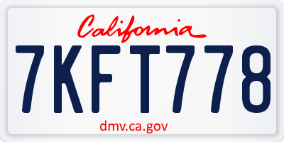 CA license plate 7KFT778