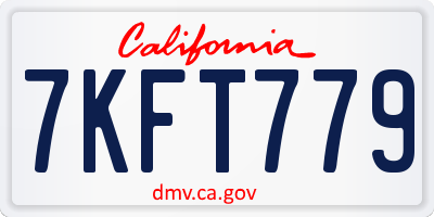 CA license plate 7KFT779