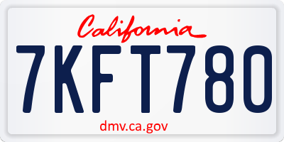 CA license plate 7KFT780