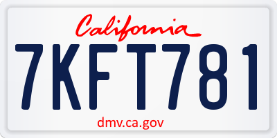 CA license plate 7KFT781