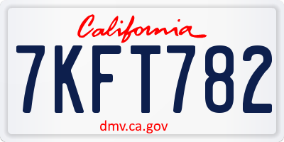 CA license plate 7KFT782