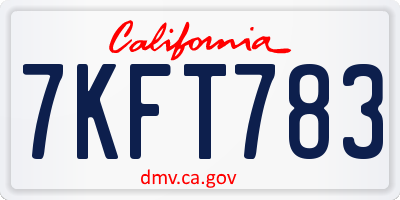 CA license plate 7KFT783