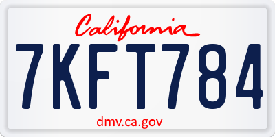 CA license plate 7KFT784