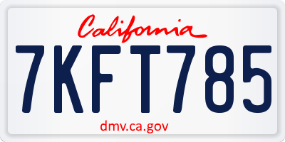 CA license plate 7KFT785