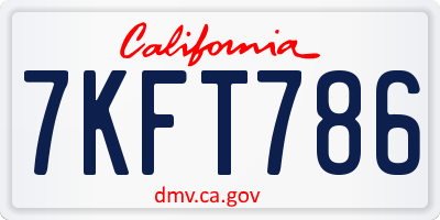 CA license plate 7KFT786