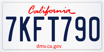 CA license plate 7KFT790