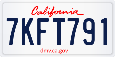 CA license plate 7KFT791