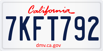 CA license plate 7KFT792