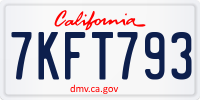 CA license plate 7KFT793