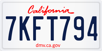CA license plate 7KFT794