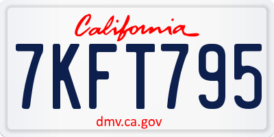 CA license plate 7KFT795