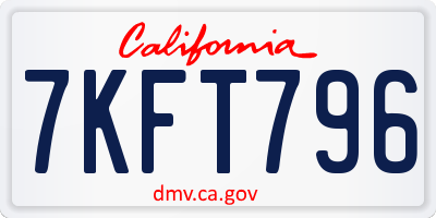 CA license plate 7KFT796