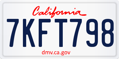 CA license plate 7KFT798