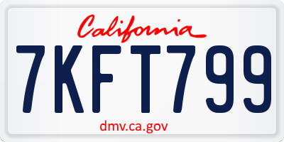 CA license plate 7KFT799