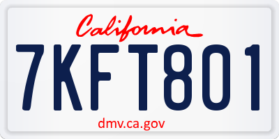 CA license plate 7KFT801