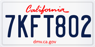 CA license plate 7KFT802