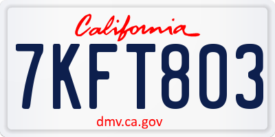 CA license plate 7KFT803