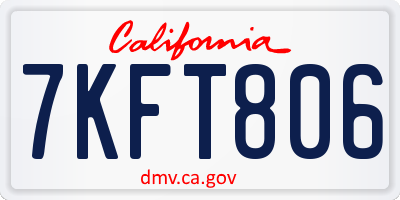 CA license plate 7KFT806