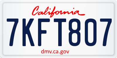 CA license plate 7KFT807