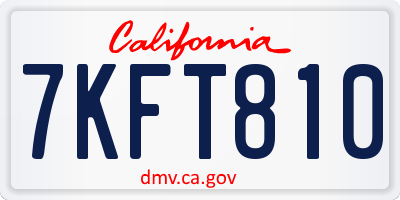 CA license plate 7KFT810