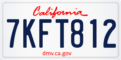 CA license plate 7KFT812