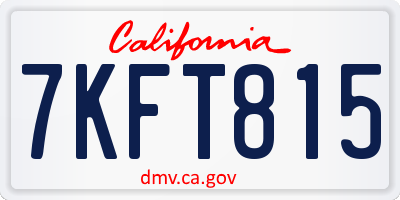 CA license plate 7KFT815