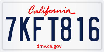 CA license plate 7KFT816