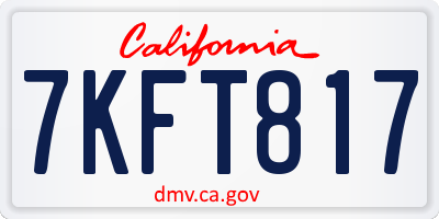 CA license plate 7KFT817