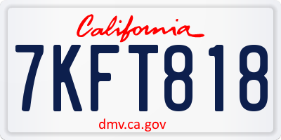 CA license plate 7KFT818